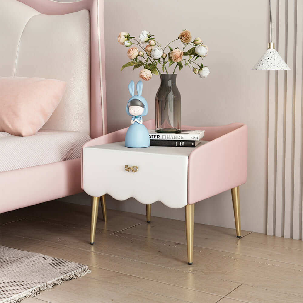 Hompkin Children's Bedside Table – Modern Soft Luxury Nightstand with Dual-Tone Finish Main Product Image