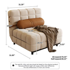 Hompkin Convertible Sofa Bed — Corduroy Modern Recliner & Sleeper
