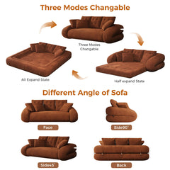 Hompkin Corduroy 3-in-1 Convertible Sofa Bed with Button-Tufted Back