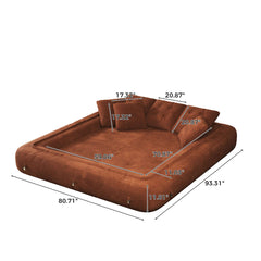 Hompkin Corduroy 3-in-1 Convertible Sofa Bed with Button-Tufted Back
