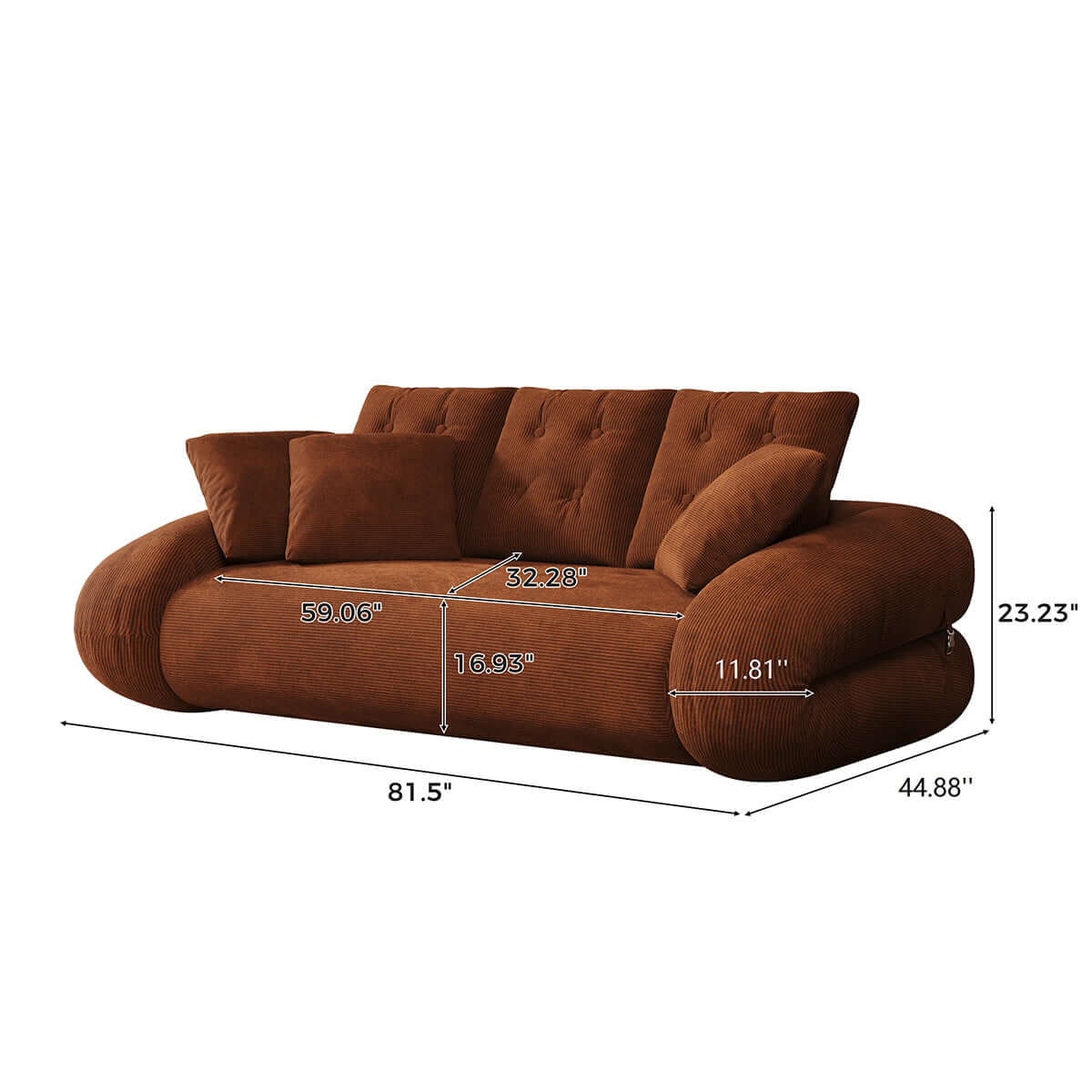 Hompkin Corduroy 3-in-1 Convertible Sofa Bed with Button-Tufted Back