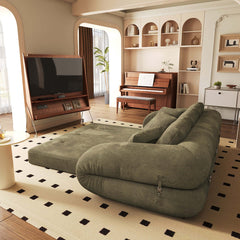 Hompkin Corduroy 3-in-1 Convertible Sofa Bed with Button-Tufted Back