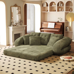 Hompkin Corduroy 3-in-1 Convertible Sofa Bed with Button-Tufted Back