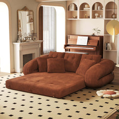 Hompkin Corduroy 3-in-1 Convertible Sofa Bed with Button-Tufted Back