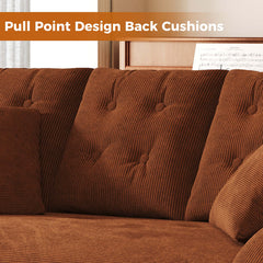 Hompkin Corduroy 3-in-1 Convertible Sofa Bed with Button-Tufted Back