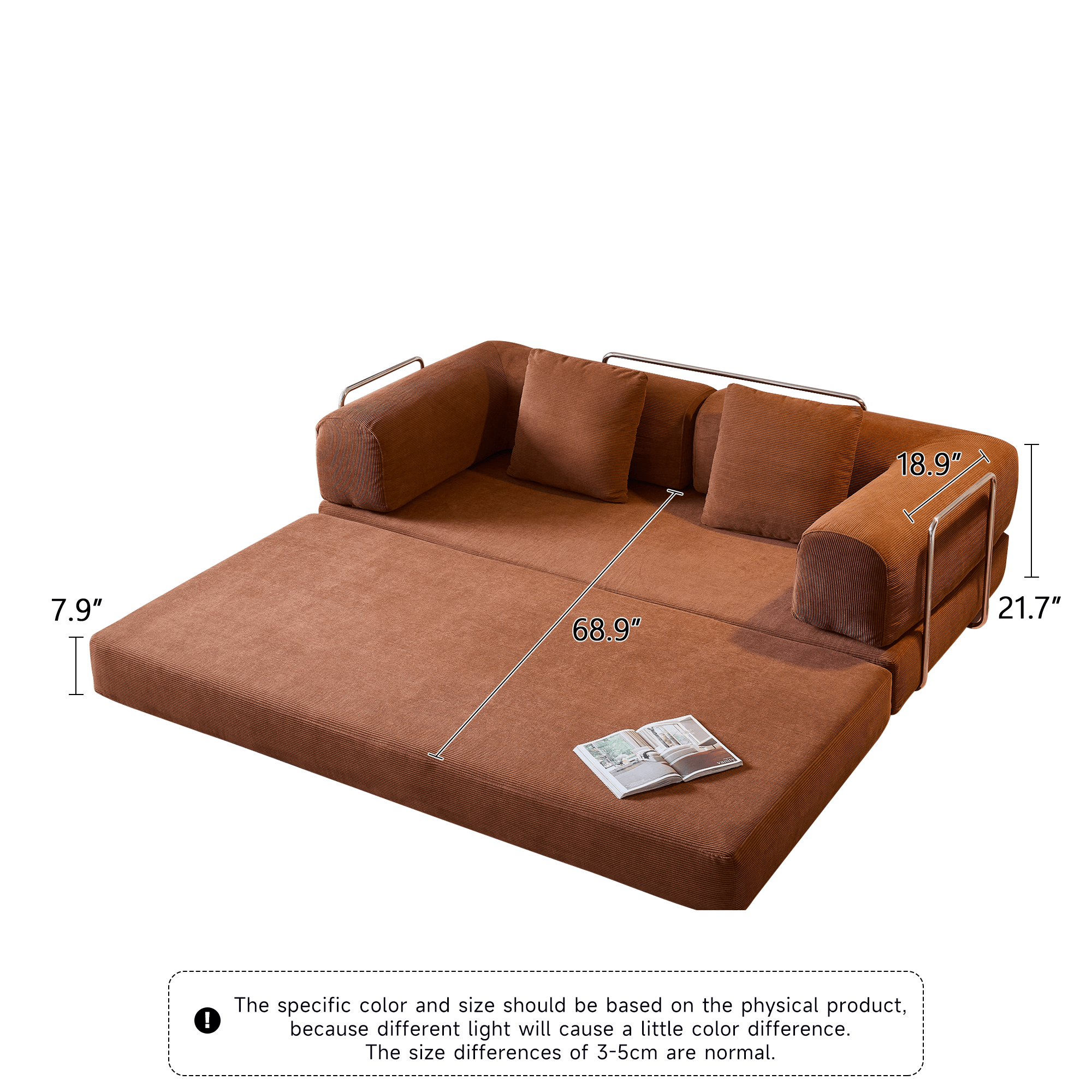 Hompkin Corduroy Modular Convertible Sofa Bed – Modern Fabric Sleeper