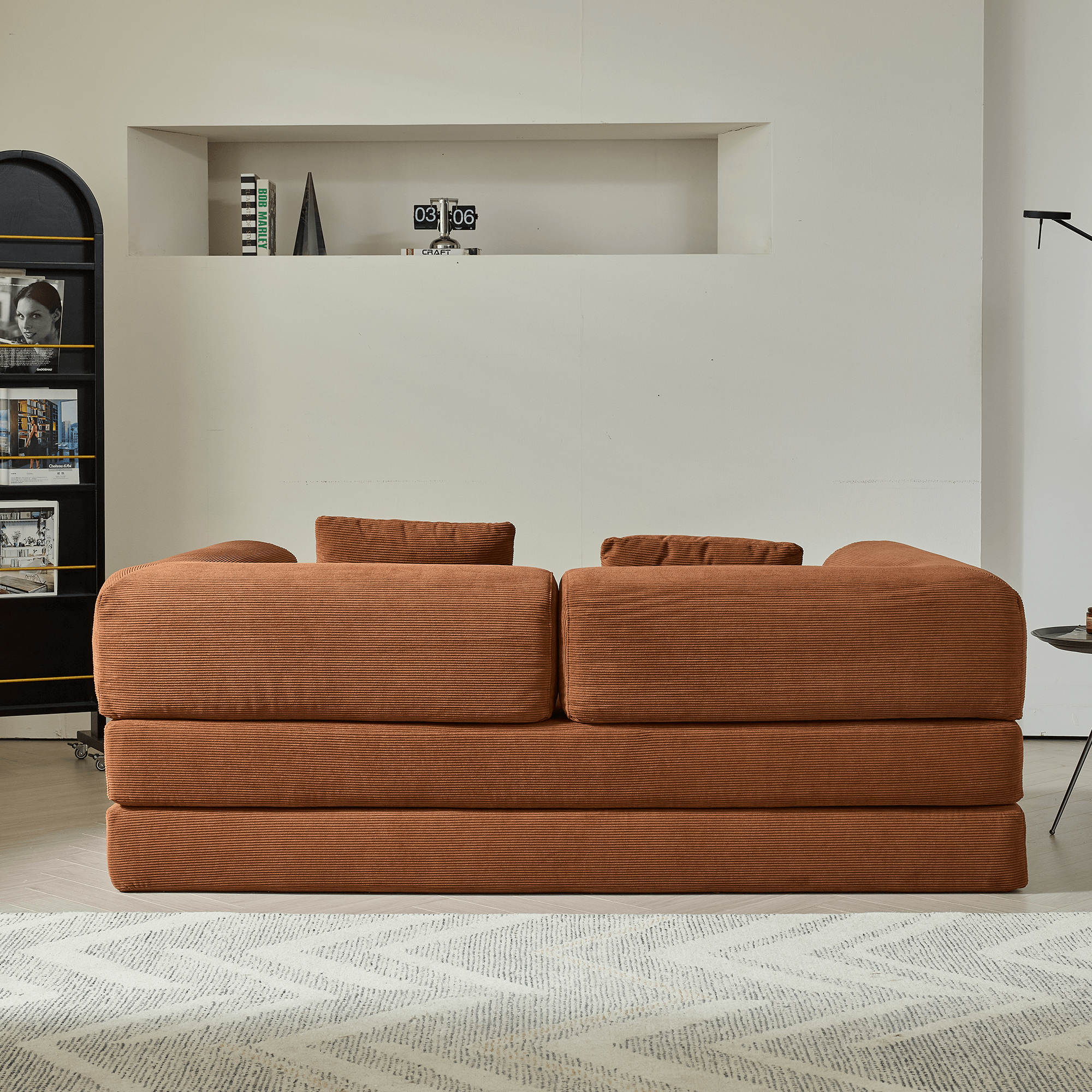 Hompkin Corduroy Modular Convertible Sofa Bed – Modern Fabric Sleeper