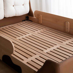 Hompkin Cow-Themed Wooden Kids Bed with Leather Softening and Removable Rails