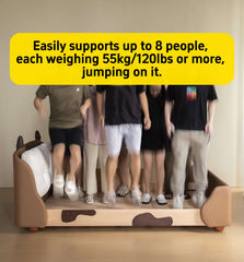 Hompkin Cow-Themed Wooden Kids Bed with Leather Softening and Removable Rails