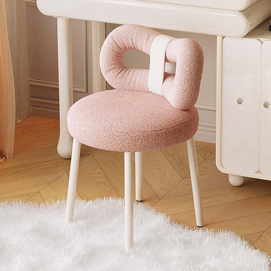 Hompkin Creamy Vintage Butterfly Makeup Chair – Soft Pink Short-Pile Velvet, Minimalist Modern Design Main Product Image