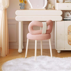 Hompkin Creamy Vintage Butterfly Makeup Chair – Soft Pink Short-Pile Velvet, Minimalist Modern Design