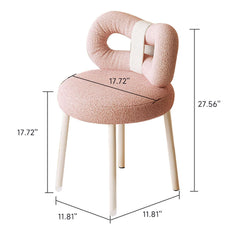 Hompkin Creamy Vintage Butterfly Makeup Chair – Soft Pink Short-Pile Velvet, Minimalist Modern Design