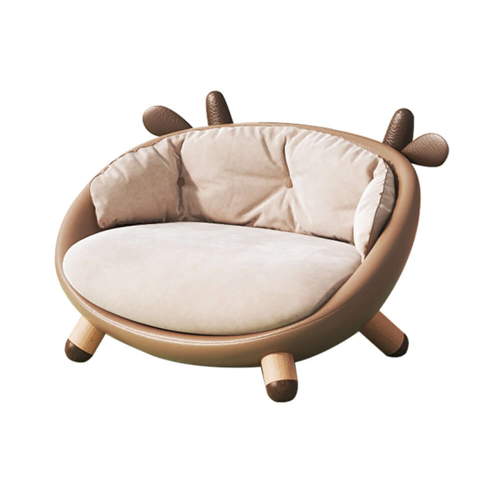 Hompkin Deer-Shaped Children's Sofa with Velvet and Nano-Leather Upholstery