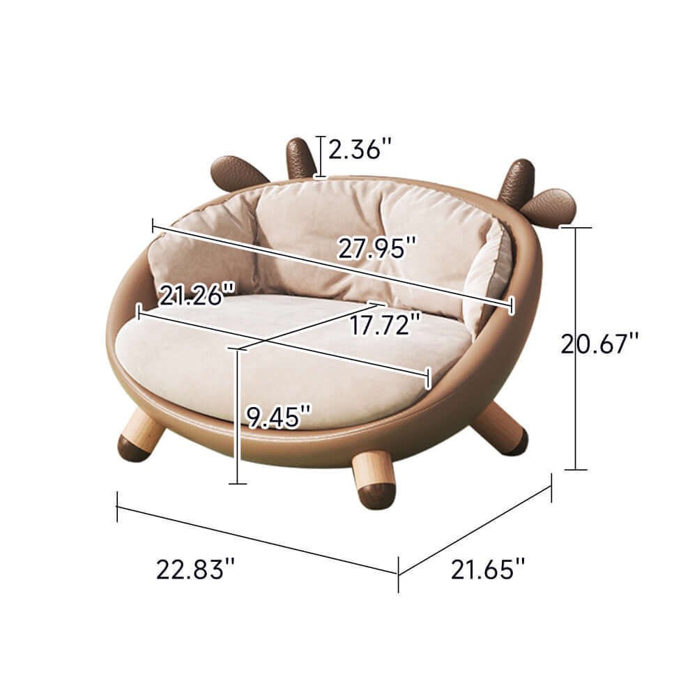 Hompkin Deer-Shaped Children's Sofa with Velvet and Nano-Leather Upholstery