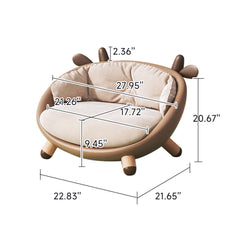 Hompkin Deer-Shaped Children's Sofa with Velvet and Nano-Leather Upholstery