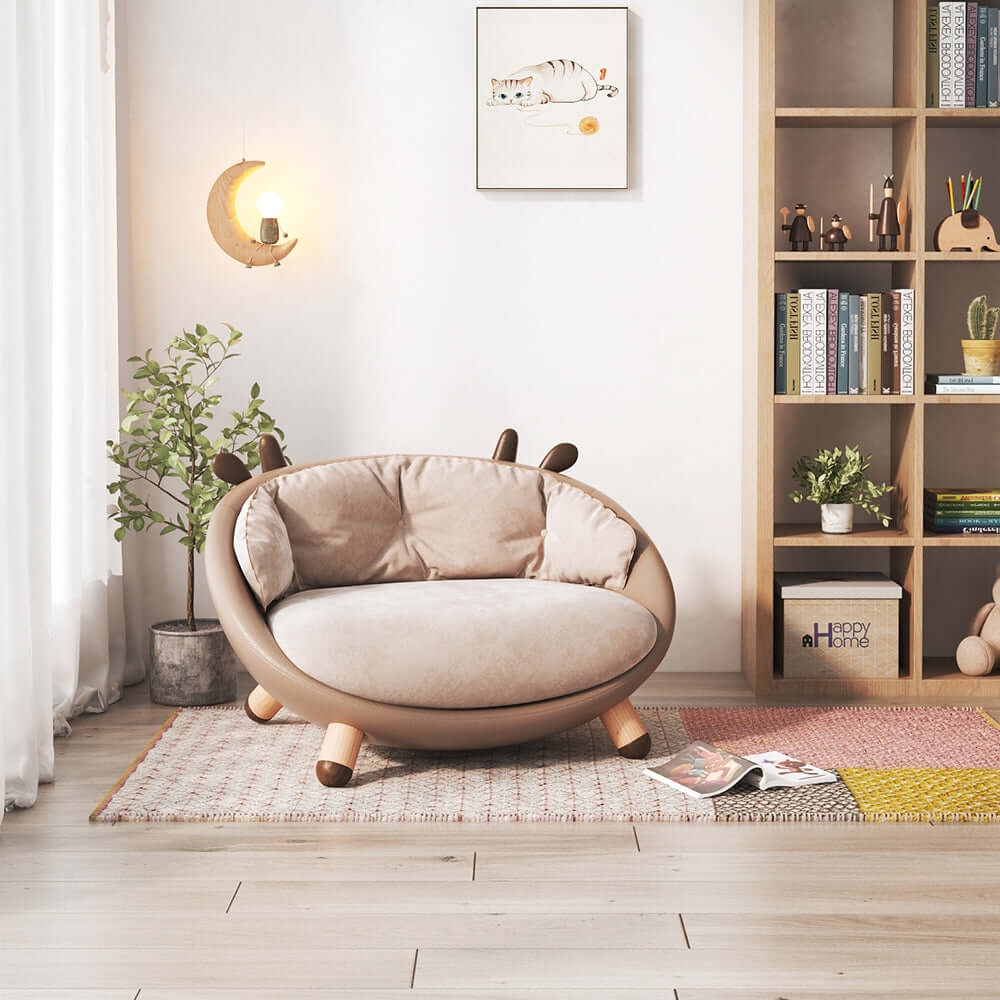 Hompkin Deer-Shaped Children's Sofa with Velvet and Nano-Leather Upholstery Main Product Image