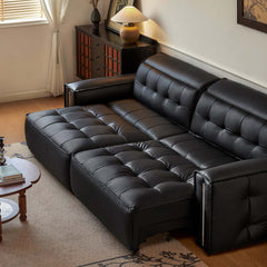 Hompkin Electric Leather Sofa Bed with Vintage Tufted Design