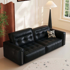 Hompkin Electric Leather Sofa Bed with Vintage Tufted Design