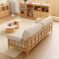 Hompkin Japandi Ash Wood Sofa with Corduroy or Linen Upholstery