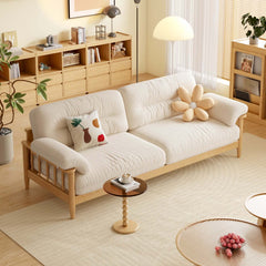 Hompkin Japandi Ash Wood Sofa with Corduroy or Linen Upholstery