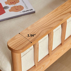 Hompkin Japandi Ash Wood Sofa with Corduroy or Linen Upholstery