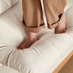 Hompkin Japandi Ash Wood Sofa with Corduroy or Linen Upholstery