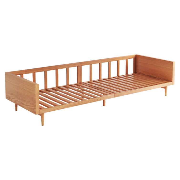 Hompkin Japandi Beige 3-Seat Fabric Sofa with Solid Wood Frame