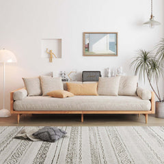 Hompkin Japandi Beige 3-Seat Fabric Sofa with Solid Wood Frame Main Product Image