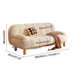 Hompkin Japandi Corduroy Folding Loveseat Sofa Bed with Ash Wood Frame