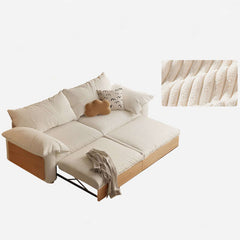 Hompkin Japandi Pull-Out Sofa Bed in Solid Wood and Premium Fabric