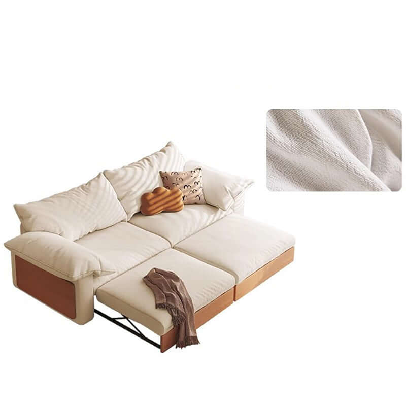 Hompkin Japandi Pull-Out Sofa Bed in Solid Wood and Premium Fabric