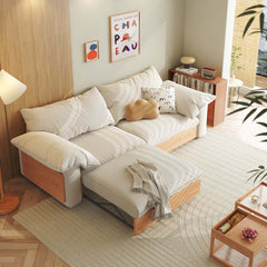 Hompkin Japandi Pull-Out Sofa Bed in Solid Wood and Premium Fabric