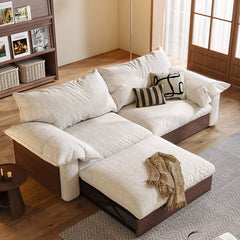 Hompkin Japandi Pull-Out Sofa Bed in Solid Wood and Premium Fabric