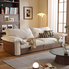 Hompkin Japandi Pull-Out Sofa Bed in Solid Wood and Premium Fabric