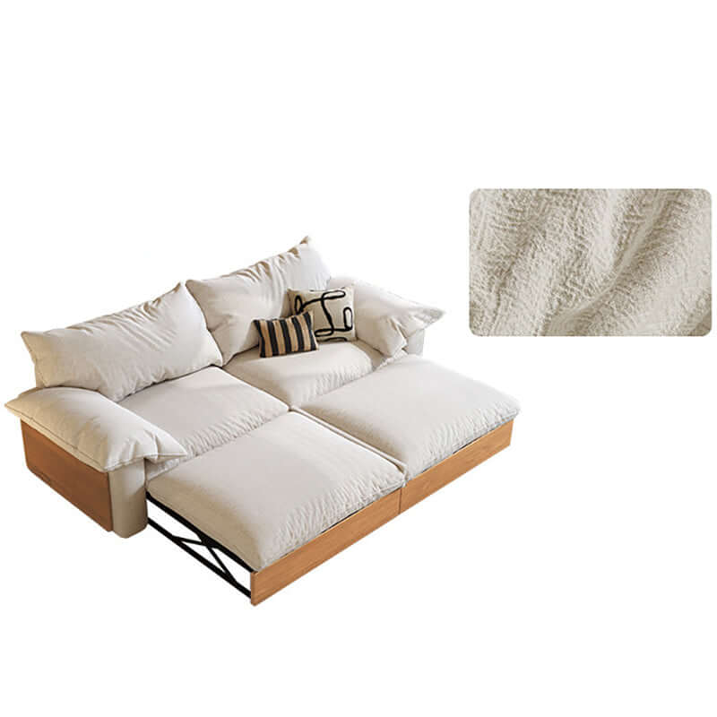 Hompkin Japandi Pull-Out Sofa Bed in Solid Wood and Premium Fabric