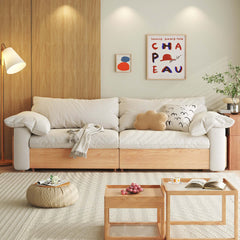 Hompkin Japandi Pull-Out Sofa Bed in Solid Wood and Premium Fabric