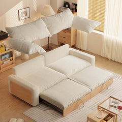 Hompkin Japandi Pull-Out Sofa Bed in Solid Wood and Premium Fabric