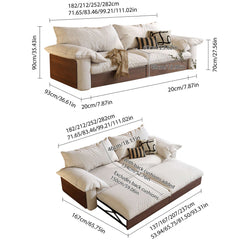 Hompkin Japandi Pull-Out Sofa Bed in Solid Wood and Premium Fabric