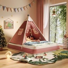 Hompkin Kids Tent Bed with Canopy and LED Lights