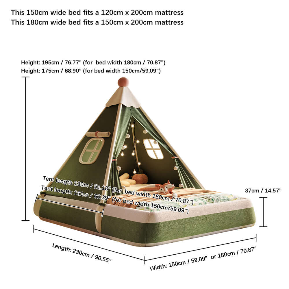 Hompkin Kids Tent Bed with Canopy and LED Lights