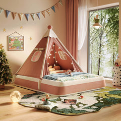 Hompkin Kids Tent Bed with Canopy and LED Lights