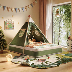Hompkin Kids Tent Bed with Canopy and LED Lights Main Product Image