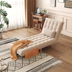 Hompkin Linen-Blend Adjustable Sofa Bed with Solid Wood Accents