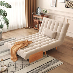Hompkin Linen-Blend Adjustable Sofa Bed with Solid Wood Accents