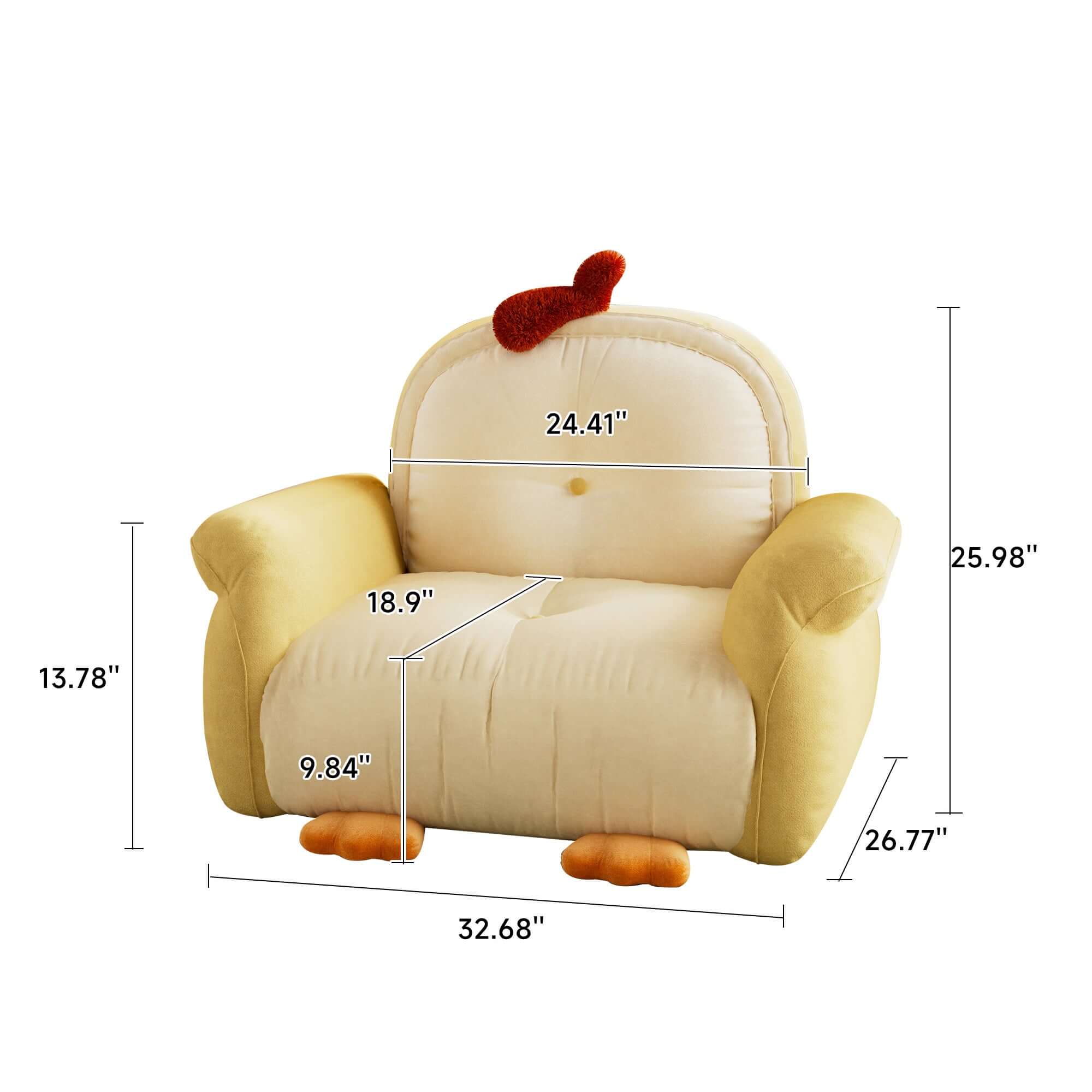 Hompkin Little Chick Cartoon Kids Sofa – Soft Short-Pile Fabric, Rounded Playful Design