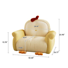 Hompkin Little Chick Cartoon Kids Sofa – Soft Short-Pile Fabric, Rounded Playful Design