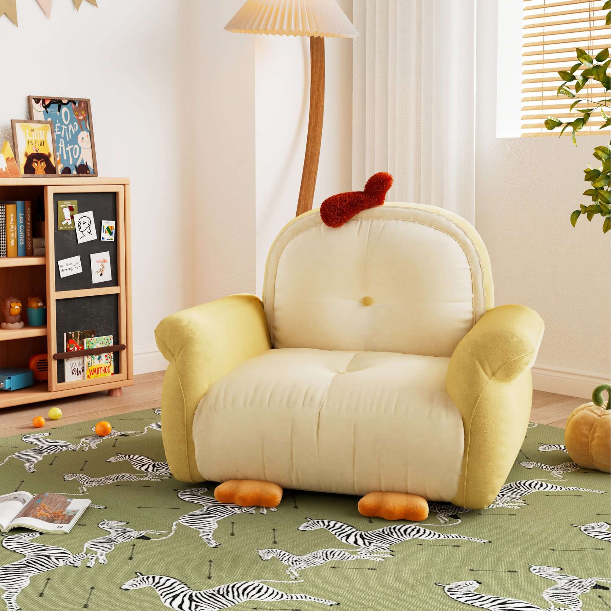 Hompkin Little Chick Cartoon Kids Sofa – Soft Short-Pile Fabric, Rounded Playful Design Main Product Image