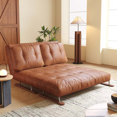 Hompkin Mid-Century Foldable Sofa Bed in Caramel Oil-Wax Eco-Leather