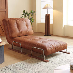 Hompkin Mid-Century Foldable Sofa Bed in Caramel Oil-Wax Eco-Leather