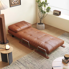 Hompkin Mid-Century Foldable Sofa Bed in Caramel Oil-Wax Eco-Leather